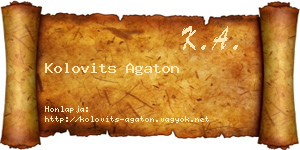 Kolovits Agaton névjegykártya